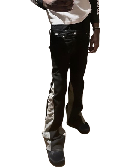 Midnight Black Stacked Contrast Flare Jeans